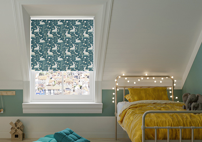 Bunny Meadows, Teal - Roller Blind - Image 3